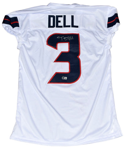 TANK DELL AUTOGRAPHED HOUSTON TEXANS #3 WHITE GAME CUT JERSEY BECKETT