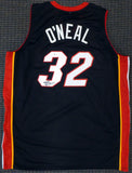 MIAMI HEAT SHAQUILLE SHAQ O'NEAL AUTOGRAPHED BLACK JERSEY ON 3 BECKETT 191015