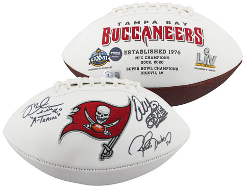 Buccaneers (3) Sapp, Barber & Alstott Signed White Panel Logo Football BAS Wit