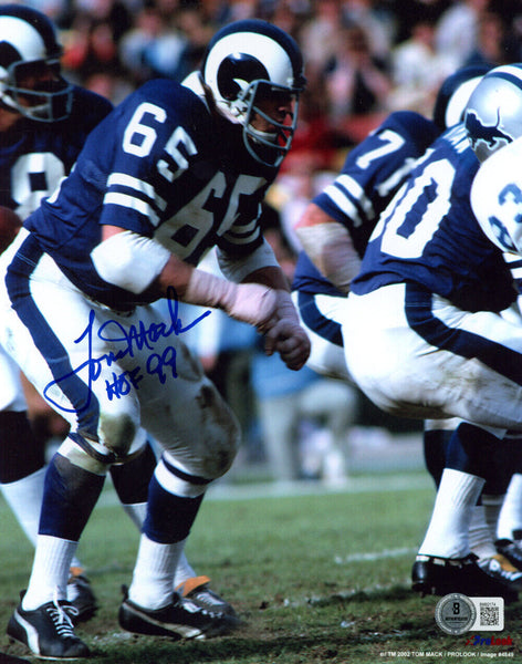 Tom Mack Autographed Los Angeles Rams 8x10 Photo HOF Beckett 47763