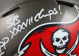 Warren Sapp Signed Buccaneers F/S 97-13 Speed Authentic Helmet w/2 Insc.-BAWHolo