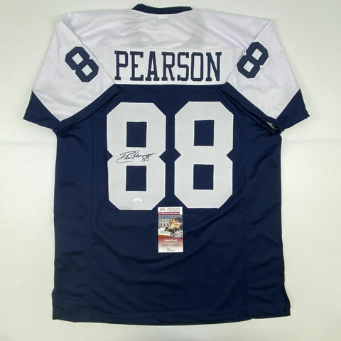 Autographed/Signed DREW PEARSON Dallas Thanksgiving Football Jersey JSA COA Auto