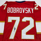 Autographed/Signed Sergei Bobrovsky Florida Red Hockey Jersey JSA COA