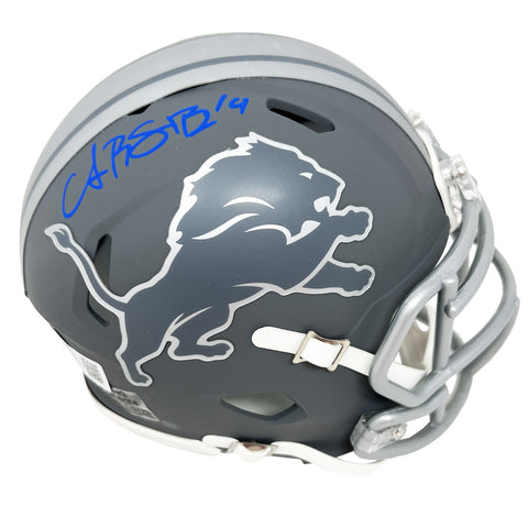 Amon-Ra St. Brown Detroit Lions Signed Slate Alternate Mini Helmet BAS Beckett