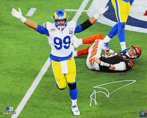 Rams Aaron Donald Signed 16x20 Horizontal SB LVI Photo BAS Witnessed #1W439430