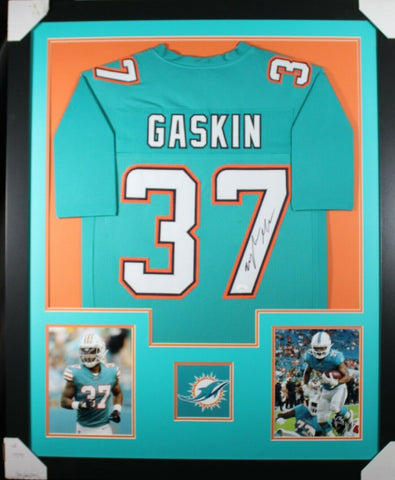 MYLES GASKIN (Dolphins teal TOWER) Signed Autographed Framed Jersey JSA