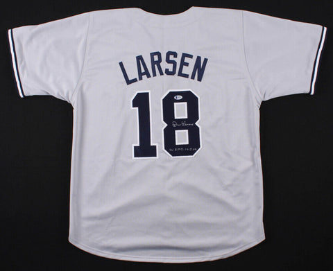 Don Larsen Signed New York Yankees Jersey Inscribed "WSPG 10-8-56" (Beckett COA)