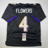 Autographed/Signed Zay Flowers Baltimore Black Football Jersey JSA COA