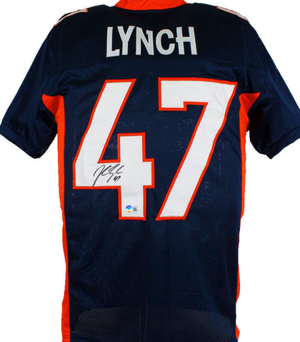 John Lynch Autographed Blue Pro Style Jersey- Beckett W Hologram *Black