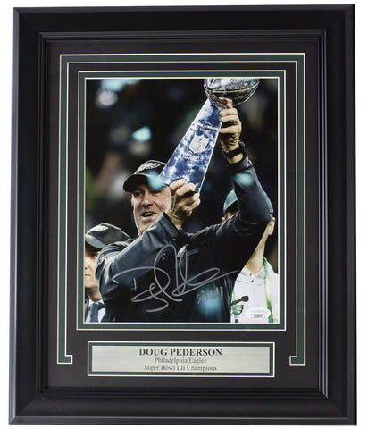 Doug Pederson Signed Framed Philadelphia Eagles 8x10 Photo SB LII Insc JSA