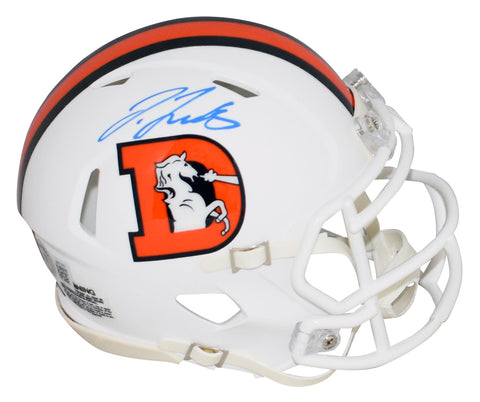 JERRY JEUDY AUTOGRAPHED DENVER BRONCOS 2023 SNOWCAPPED SPEED MINI HELMET BECKETT