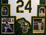 FRAMED IN SUEDE OAKLAND A'S RICKEY HENDERSON AUTOGRAPHED SIGNED JERSEY JSA COA