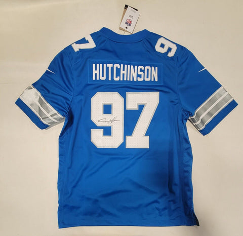 AIDAN HUTCHINSON SIGNED DETROIT LIONS NIKE SCREENPRINT JERSEY BECKETT COA