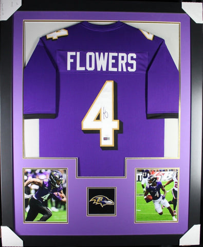 ZAY FLOWERS (Ravens purple TOWER) Signed Autographed Framed Jersey JSA