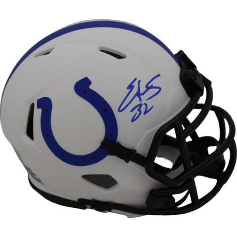 Edgerrin James Autographed Indianapolis Colts Lunar Mini Helmet Beckett 46478