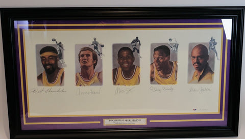 Lakers Legends Autographed Framed Litho (As Is) - PSA/DNA LOA