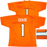 BENGALS JA'MARR CHASE AUTOGRAPHED SIGNED ORANGE JERSEY BECKETT WITNESS 220611