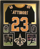 FRAMED MARSHON LATTIMORE AUTOGRAPHED SIGNED NEW ORLEANS SAINTS JERSEY JSA COA