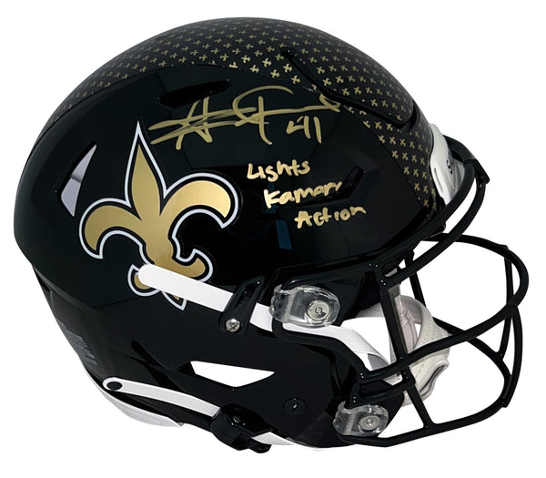 ALVIN KAMARA SIGNED NEW ORLEANS 2022 BLACK AUTHENTIC SPEEDFLEX HELMET BECKETT