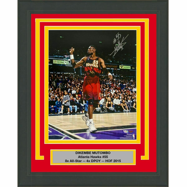 FRAMED Autographed/Signed DIKEMBE MUTOMBO Atlanta Hawks 16x20 Photo Fanatics COA