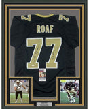 Framed Autographed/Signed Willie Roaf 35x39 New Orleans Black Jersey JSA COA