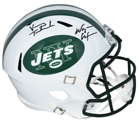 VINNY TESTAVERDE & WAYNE CHREBET SIGNED NEW YORK JETS FULL SIZE HELMET BECKETT