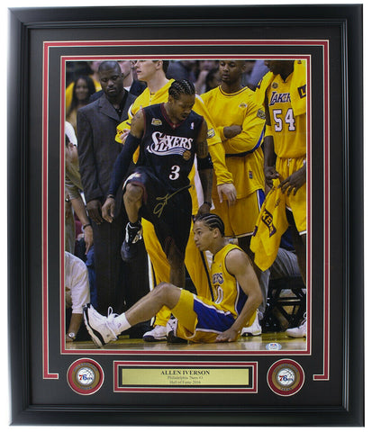 Allen Iverson Signed Framed 76ers 16x20 Step Over Photo PSA ITP