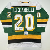 Autographed/Signed Dino Ciccarelli HOF 2010 Minnesota Green Jersey Beckett COA