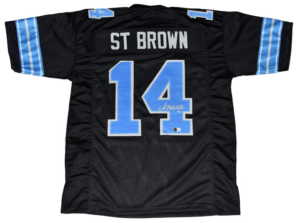 AMON-RA ST BROWN AUTOGRAPHED DETROIT LIONS #14 2024 BLACK JERSEY BECKETT