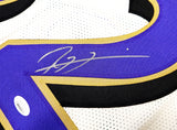 BALTIMORE RAVENS RAY LEWIS AUTOGRAPHED WHITE FOOTBALL JERSEY JSA STOCK #228092