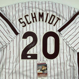 Autographed/Signed MIKE SCHMIDT Philadelphia Pinstripe Baseball Jersey JSA COA