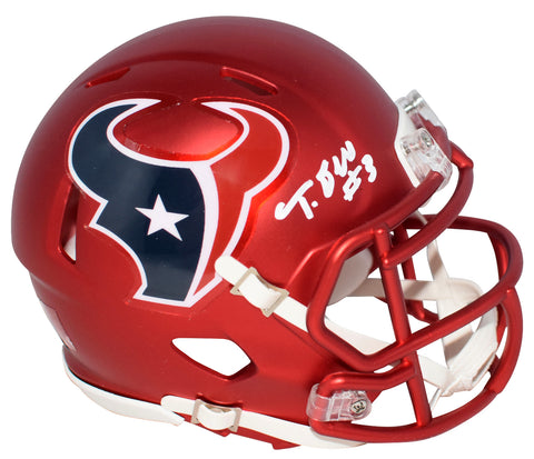 NATHANIEL TANK DELL SIGNED HOUSTON TEXANS BLAZE SPEED MINI HELMET BECKETT