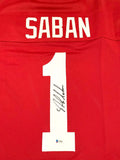 Nick Saban Autographed Alabama Crimson Tide Custom Jersey Beckett Witnessed