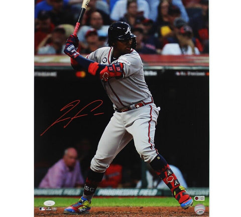 Ronald Acuna Jr Signed Atlanta Braves Unframed 16x20 MLB Photo - Grey Batting