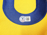 GOLDEN STATE WARRIORS STEPHEN CURRY AUTOGRAPHED YELLOW JERSEY BECKETT BAS 212453