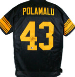 Troy Polamalu Autographed Black/Yellow Pro Style Jersey- Beckett W Hologram *Blk