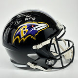 Ray Lewis Autographed Signed Baltimore Ravens FS Rep Helmet HOF 18 STATS MVP BAS