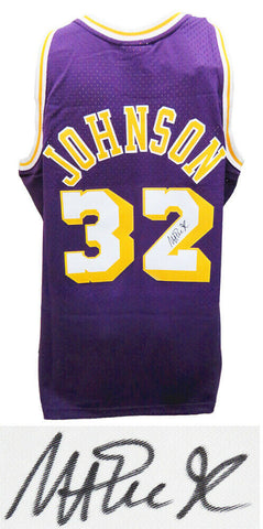 Magic Johnson Signed LA Lakers Purple Mitchell & Ness NBA Basketball Jersey - SS