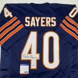 Autographed/Signed GALE SAYERS Chicago Blue Football Jersey PSA/DNA COA Auto