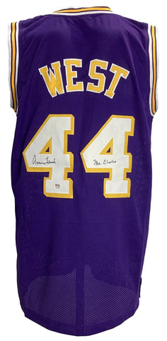 Jerry West Signed Purple Basketball Jersey Mr Clutch Inscribed PSA ITP