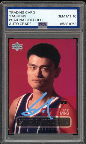 2002-03 Upper Deck #210 Yao Ming RC Rookie On Card PSA/DNA Auto GEM MINT 10