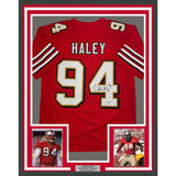 Framed Autographed/Signed Charles Haley 35x39 San Francisco Red Jersey JSA COA