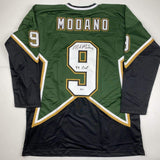 Autographed/Signed Mike Modano 99 Cup Dallas Dark Green Jersey Beckett BAS COA