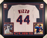 Anthony Rizzo Signed Cubs 35x43 Custom Framed Pinstripped Jersey (JSA COA)