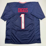 Autographed/Signed Stefon Diggs Houston Blue Football Jersey Beckett BAS COA