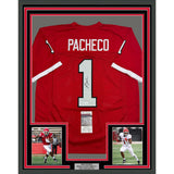 Framed Autographed/Signed Isiah Pacheco 35x39 Rutgers Red College Jersey JSA COA