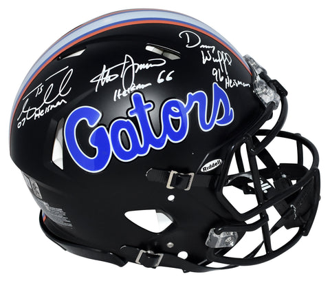 TIM TEBOW STEVE SPURRIER DANNY WUERFFEL SIGNED FLORIDA BLACK AUTHENTIC HELMET