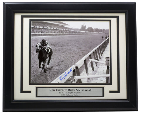 Ron Turcotte Signed Framed 8x10 1973 Belmont Stakes Photo JSA