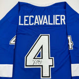 Autographed/Signed Vincent Lecavalier Tampa Bay Blue Hockey Jersey JSA COA