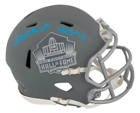 Robert Brazile Signed HOF Logo SLATE Riddell Mini Helmet w/HOF'18 (SCHWARTZ COA)